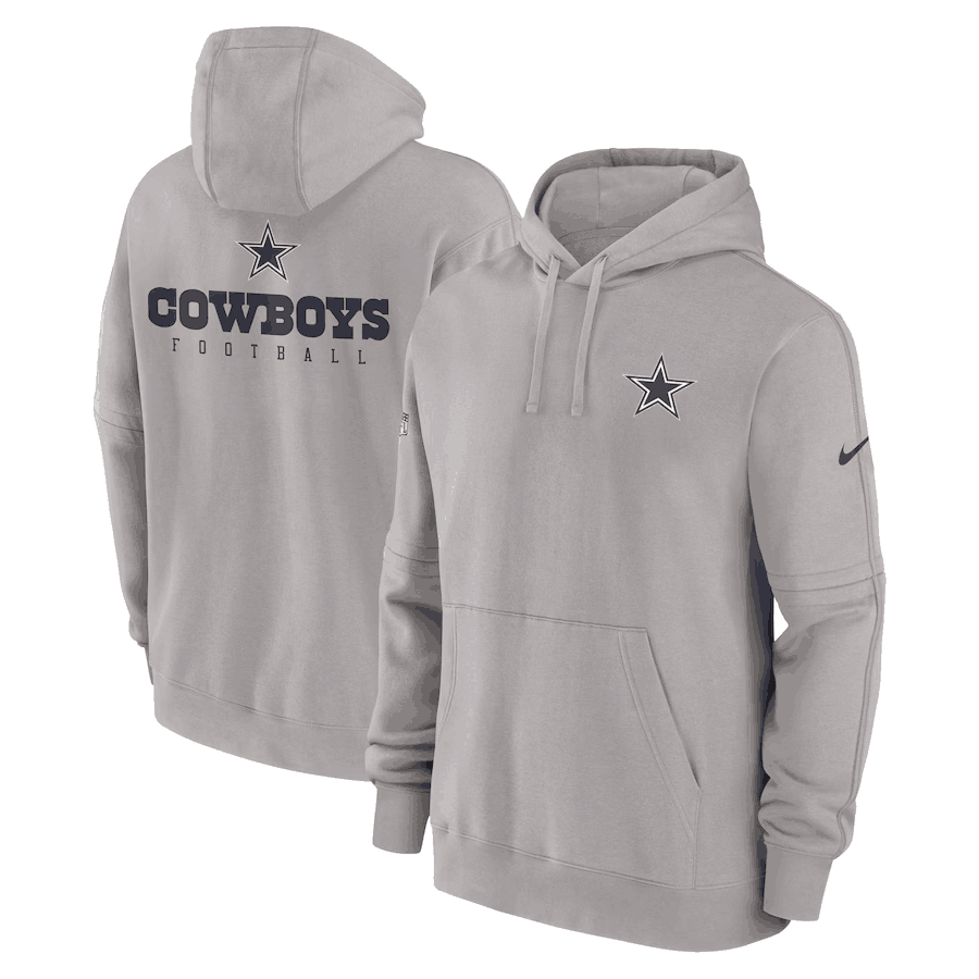 Men's Dallas Cowboys Grey Sideline Club Fleece Pullover Hoodie
